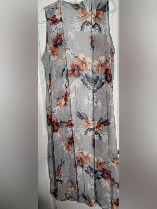 1.4.3. Story by Line Up Sweaters - 1.4.3. Story by Line Up Gray Floral Sheer Cardigan with Orange Accents size LG